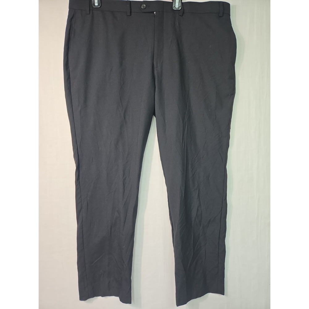Ralph Lauren Men's Flat Front Wool Dress Pants Size 42x30 Black Total Comfort
